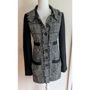 Vintage Y2K Houndstooth Tailored Style Wool Coatigan Parisian Inspired Preppy 4